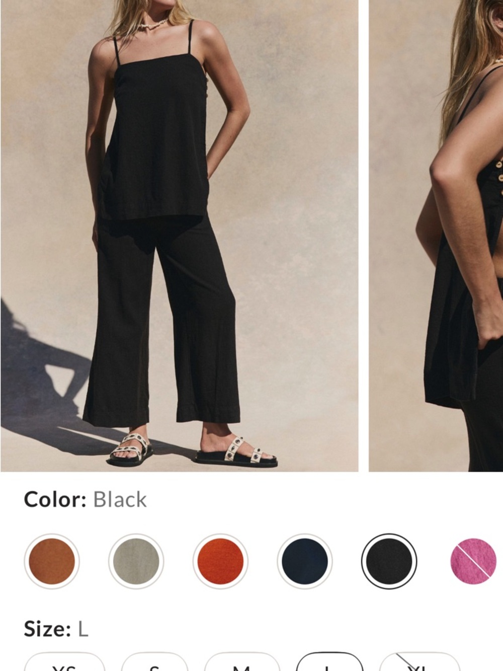 Free People Black Wide-Leg pant set